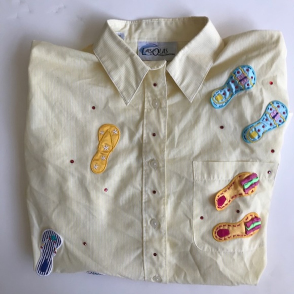 Las Olas Flip Flop Embellished Striped Shirt - Picture 4 of 8